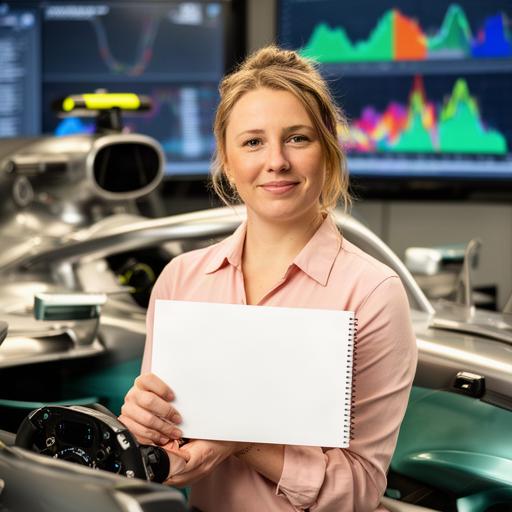 Nederlandse race-engineer met notitieblok naast een Formule 1-simulator
